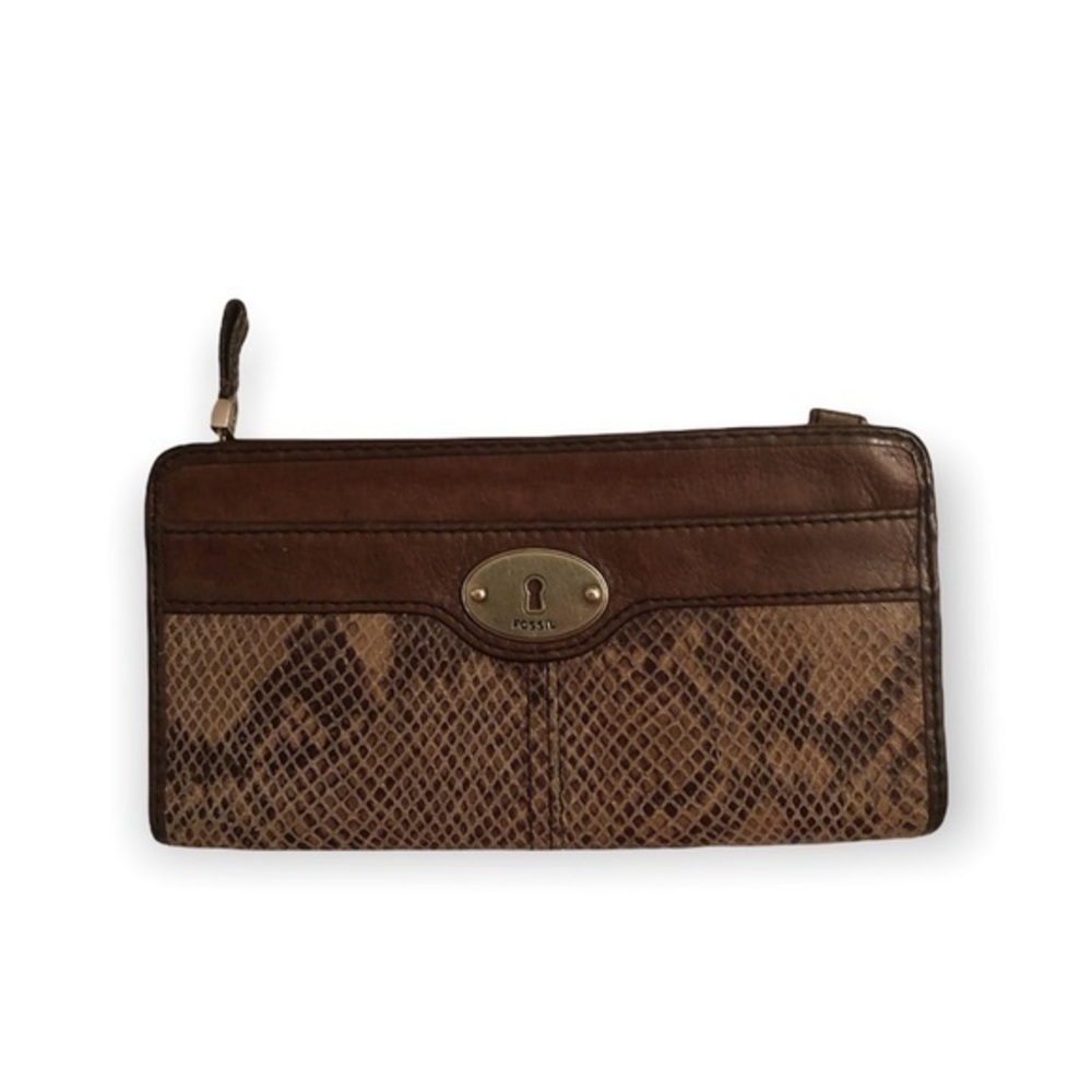 Fossil brown leather and python embossed wallet